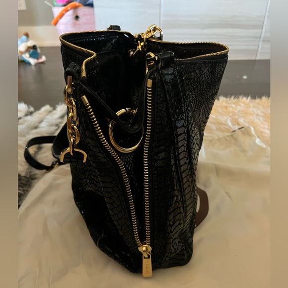 Michael Michael Kors Python Embossed Leather Medium Lilly Chain Tote - Picture 6 of 7